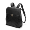 YADAMUI Black Faux Leather Zip-Top Backpack