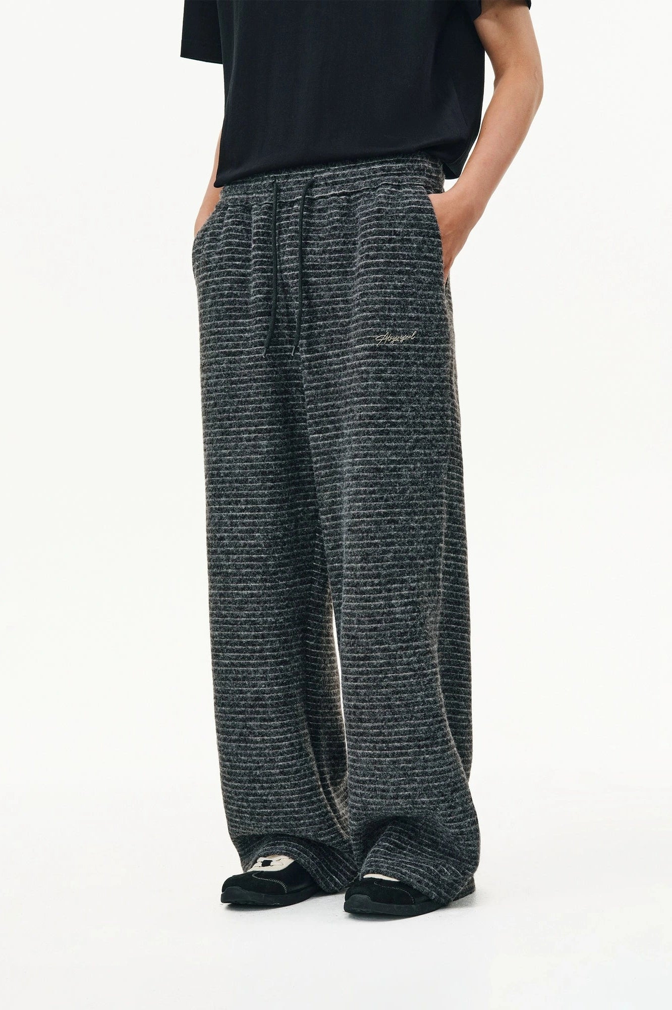 ATRY Striped Lazy Versatile Loose Straight Sweatpants