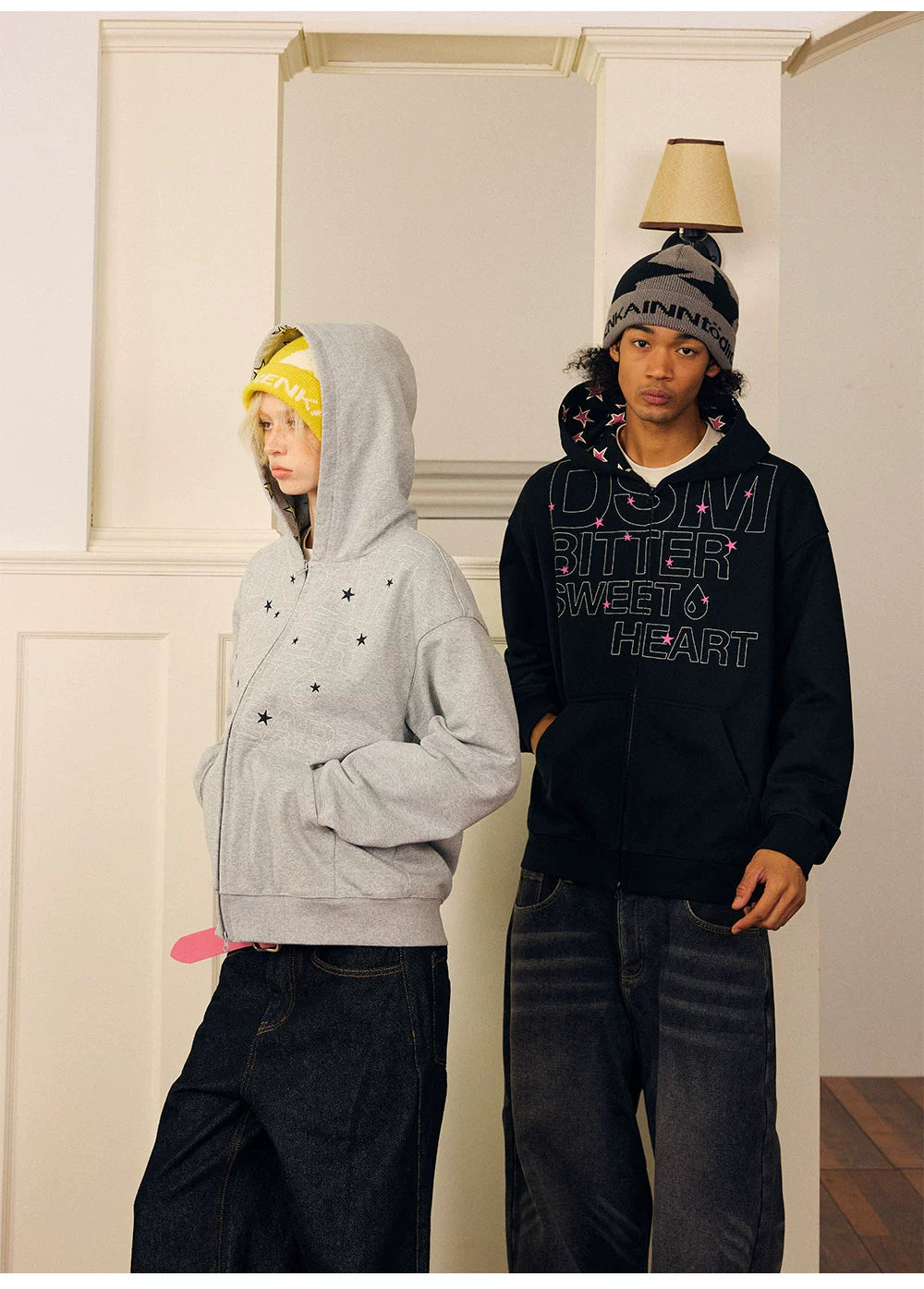 DONSMOKE Star Stitching Loose and Comfortable Contrasting Coat