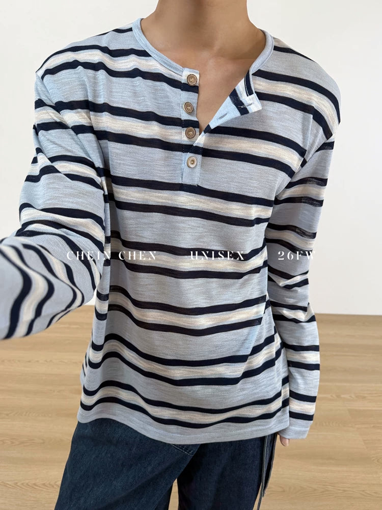 CHEIN CHEN Twilight Henry Neck Stripe 400g UPF + Loose Knit Tee