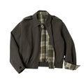 VLABMADE Vintage Green Plaid Patchwork Loose Safari Jacket