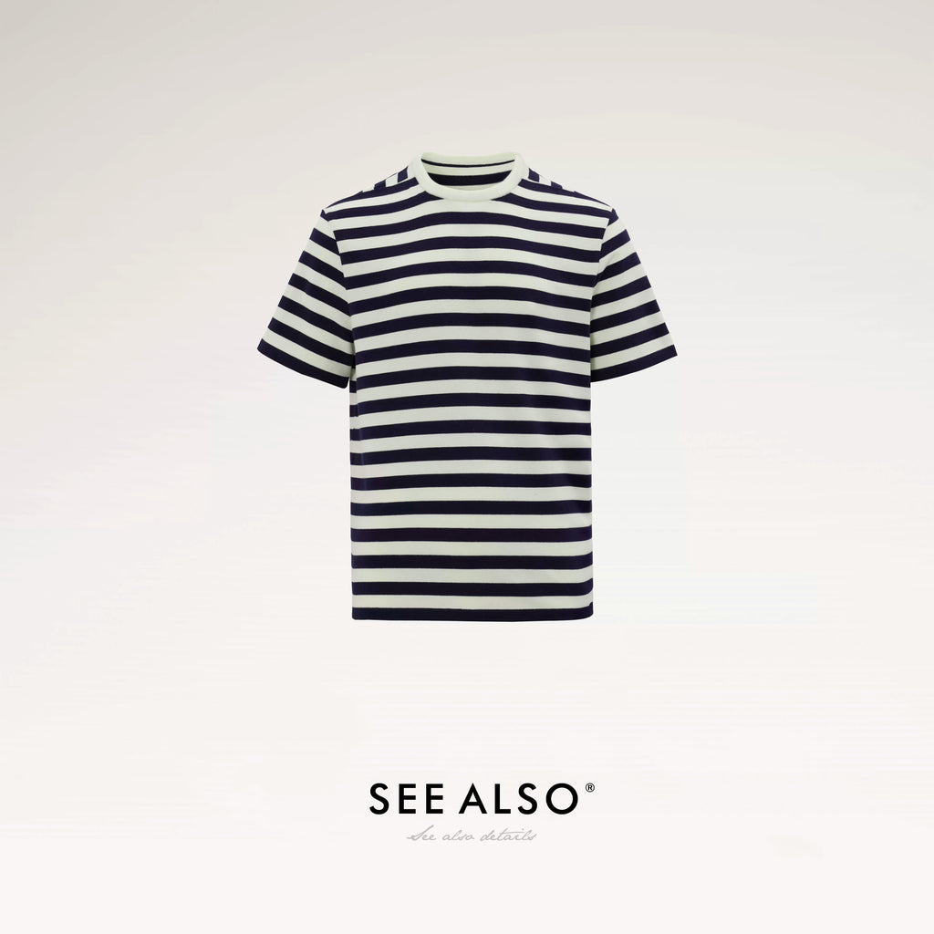 SEE ALSO Navy White Stripe Breathable Relaxed Crew Neck Tee