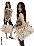 BINGBONG Croc-Embossed Faux Leather Zip-Top Shoulder Bag