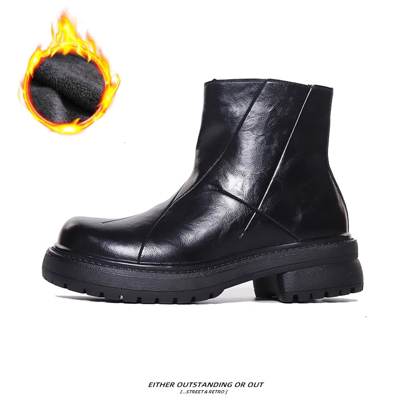 SHENLV STUDIO Height-increasing Thick-soled Upturned Martin Boots Leather Shoes