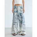 PEOPLESENSE 3D Print High-Waist Wide-Leg Jeans