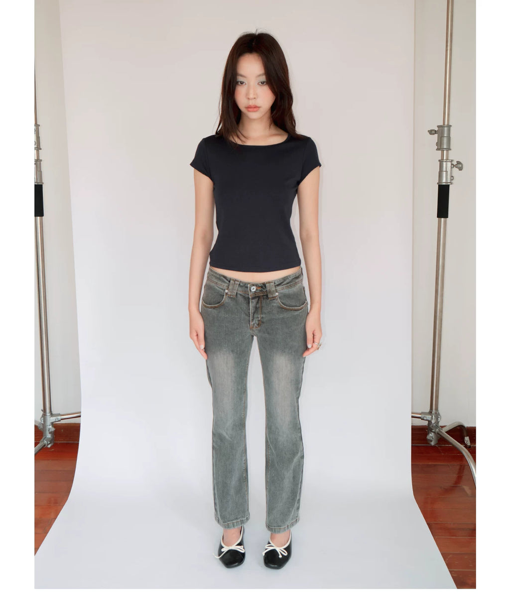 FUNKYFUN Millennium Retro Low-Rise Cropped Jeans