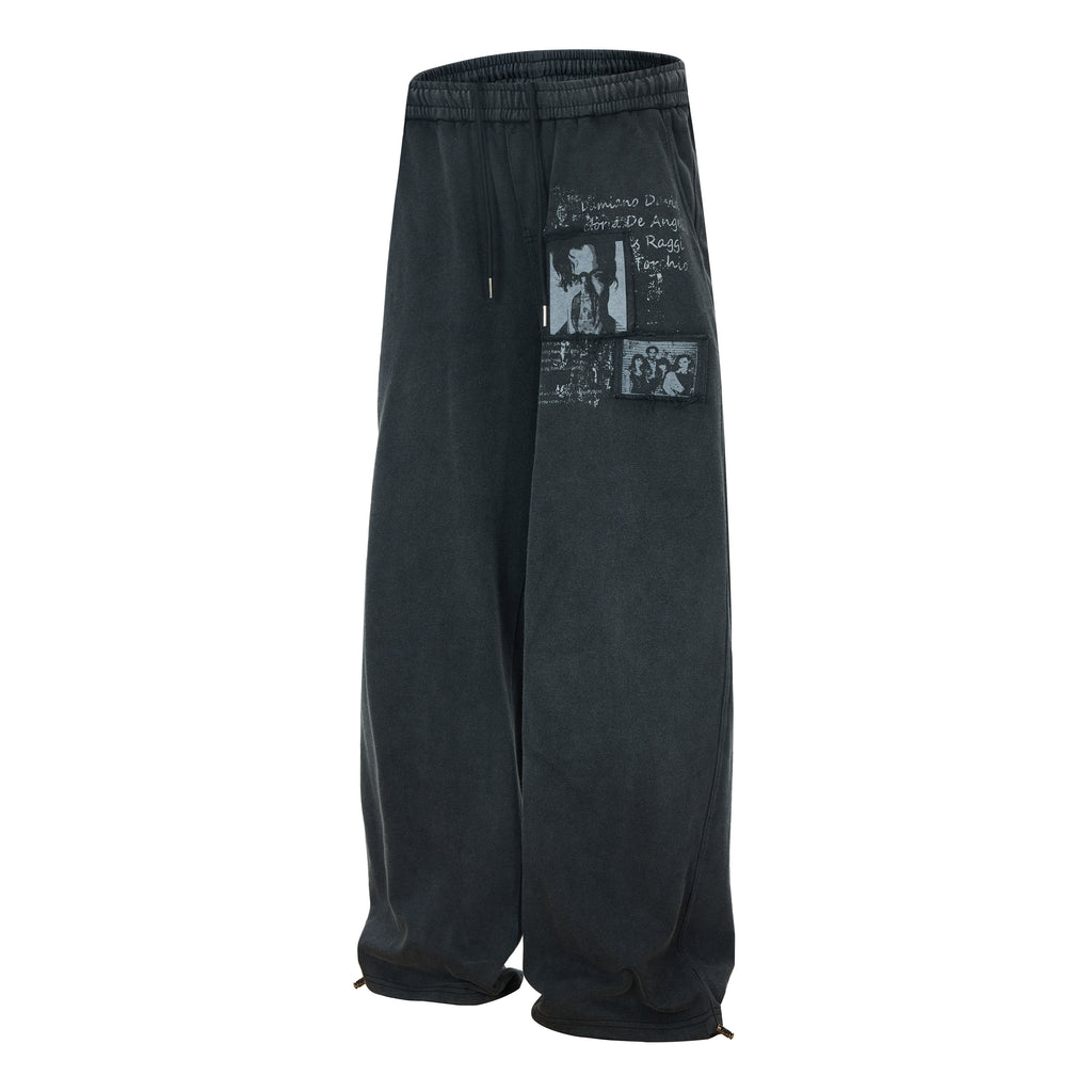 URRRGE Retro Sticker Embroidered Casual Sweatpants