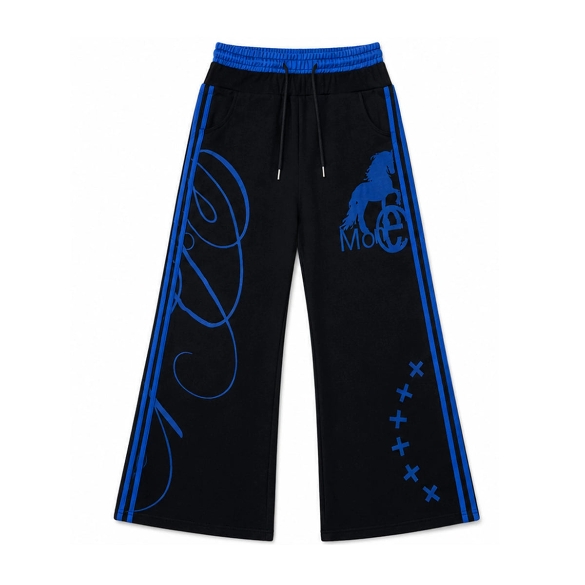 PAIKI Klein Blue Striped Straight-Leg Loose Sweatpants