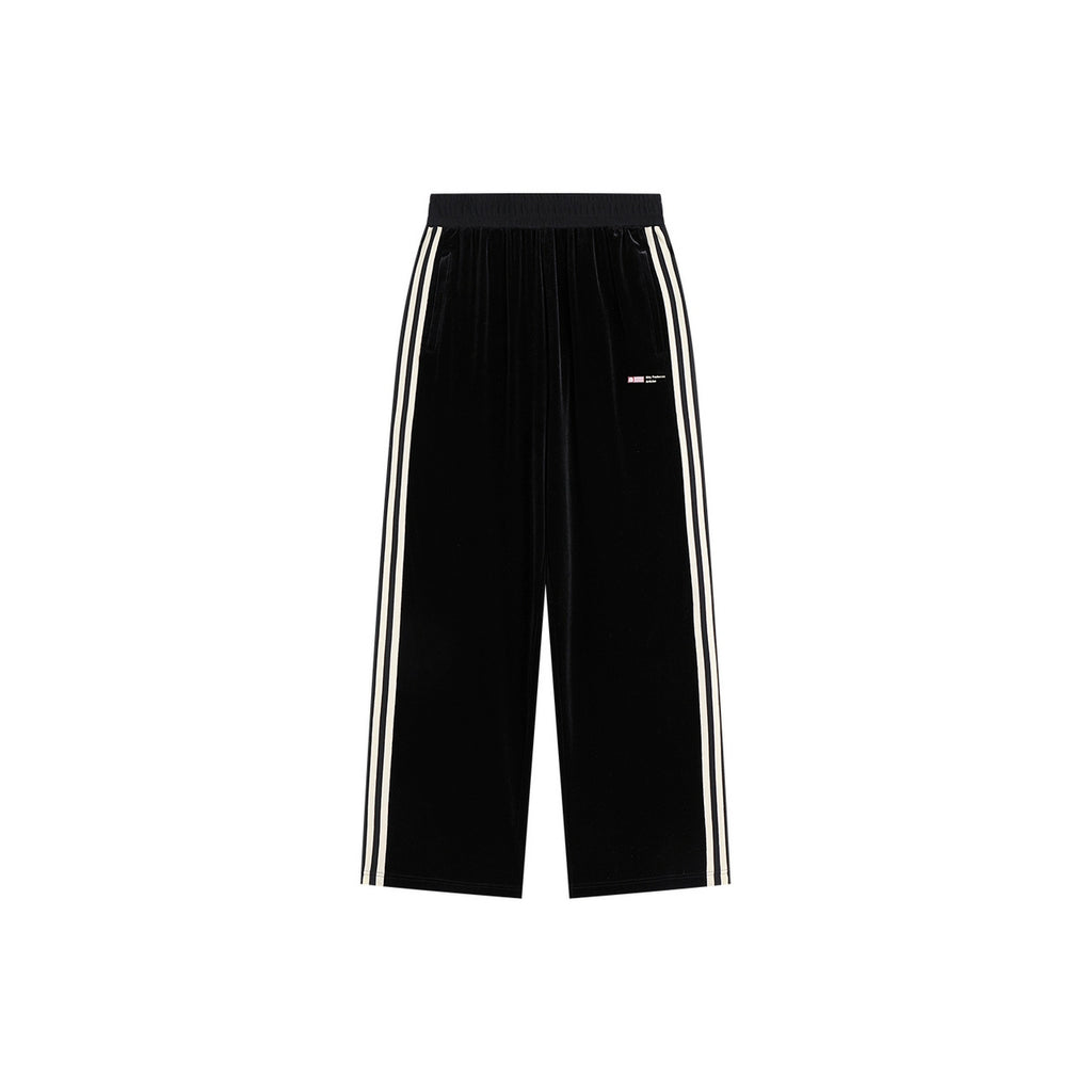 ATRY Contrast Velvet Straight Wide Leg Pants