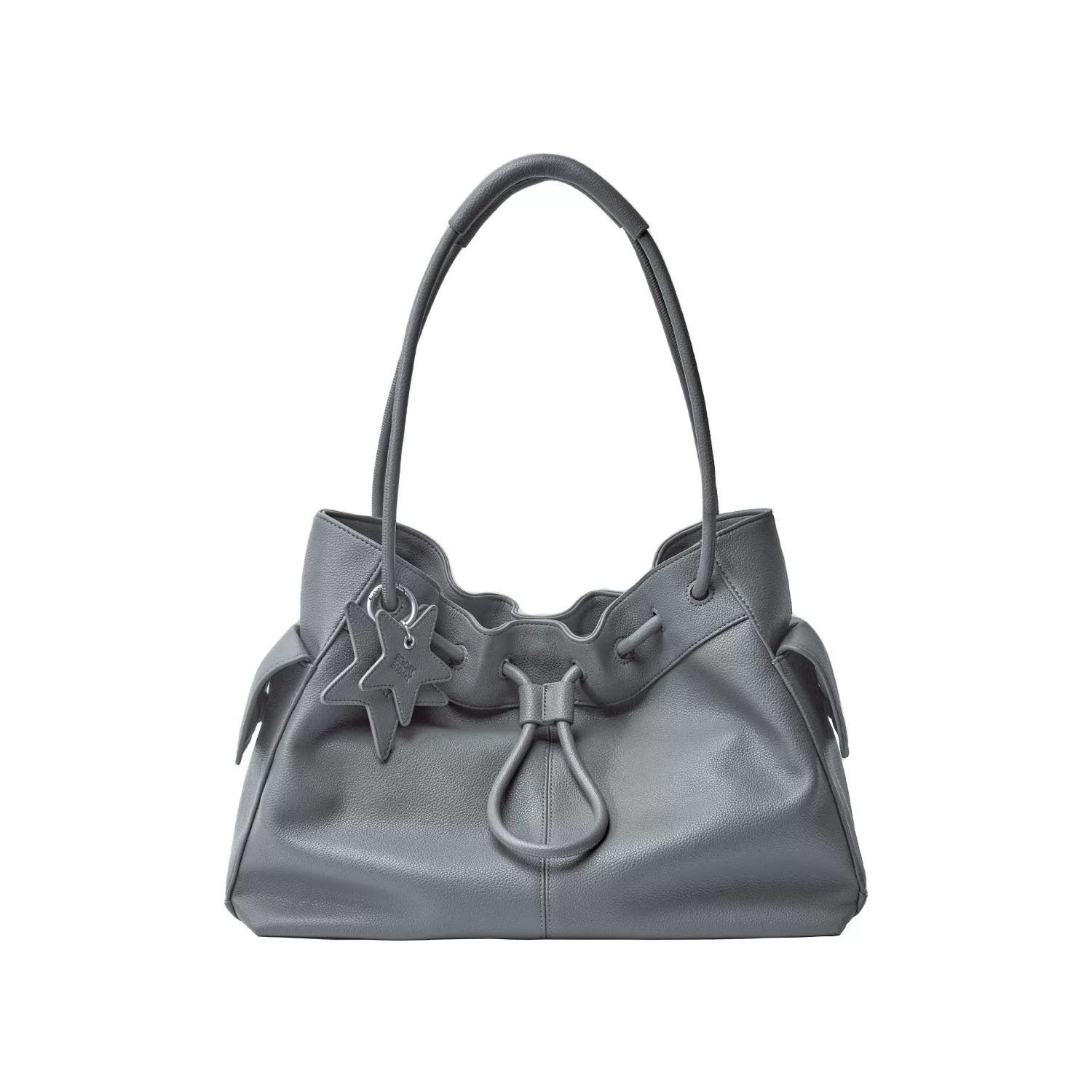 ECODAY Pebble Grain Faux Leather Drawstring Boston Bag