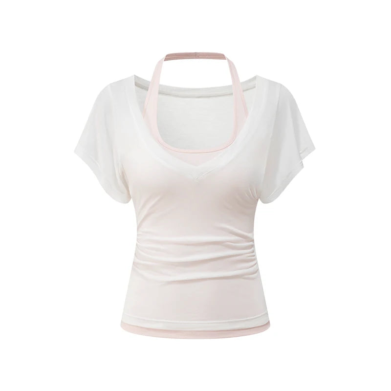 POPWEST Halter Cropped Slim Fit Tank Top