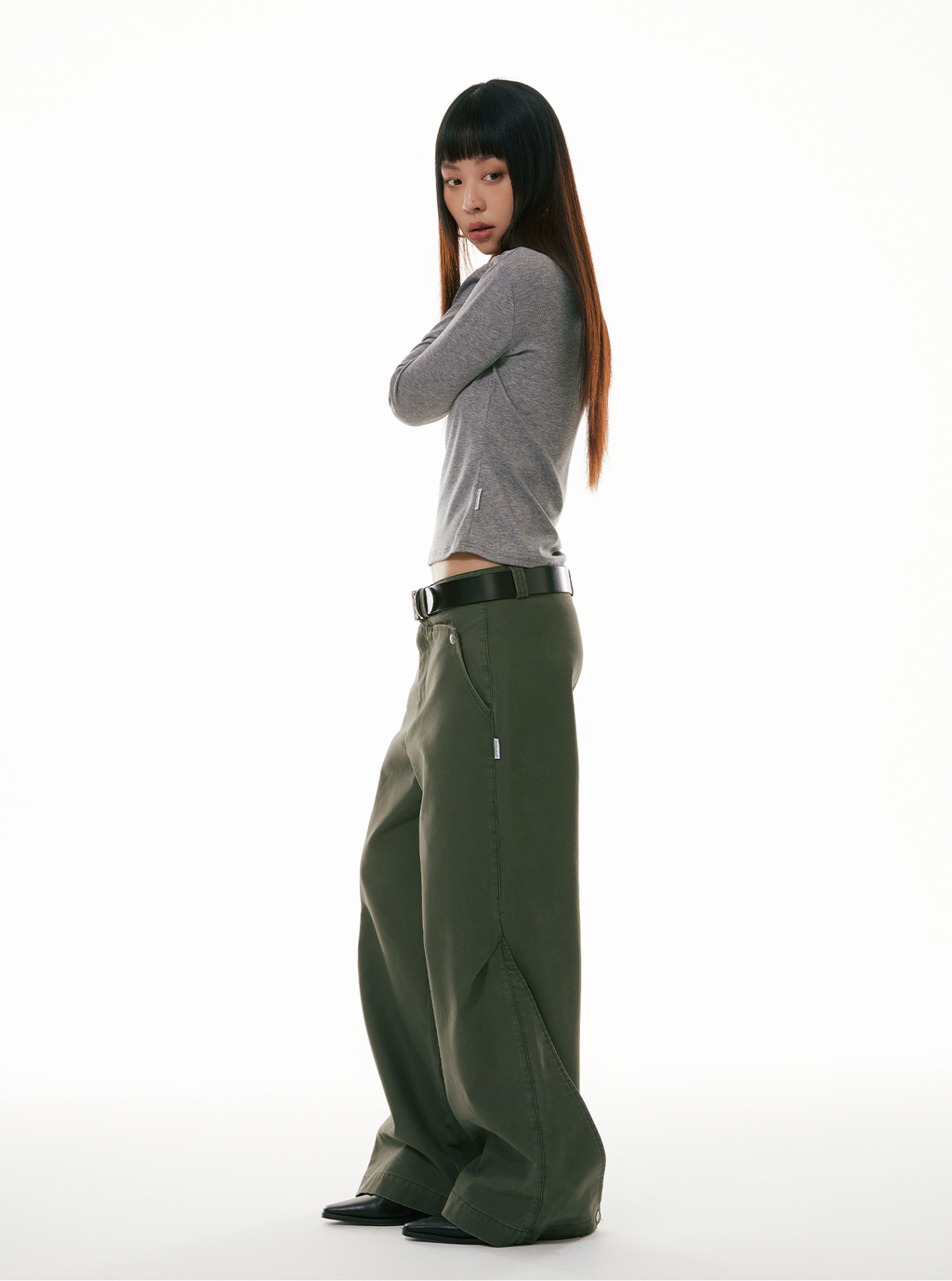 FUNKYFUN Bead Sail Wide-leg Straight Tooling Slacks