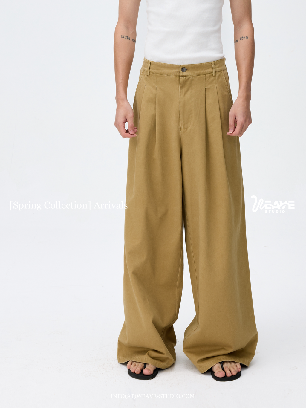 WEAVE Retro Light Coffee Cotton Loose Wide-Leg Casual Pants