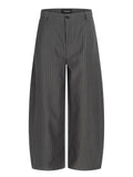 11KN Money Vertical Stripe Pleated Wide-Leg Trousers
