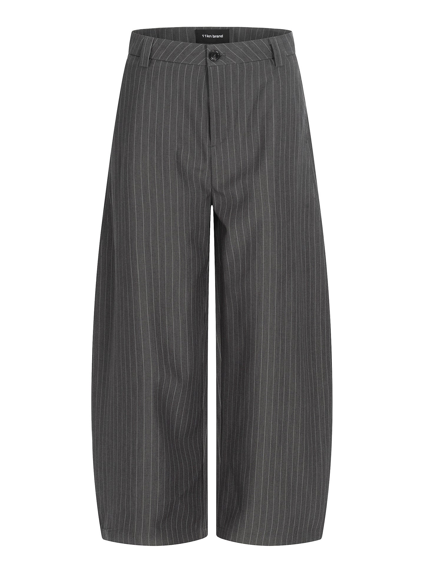 11KN Money Vertical Stripe Pleated Wide-Leg Trousers