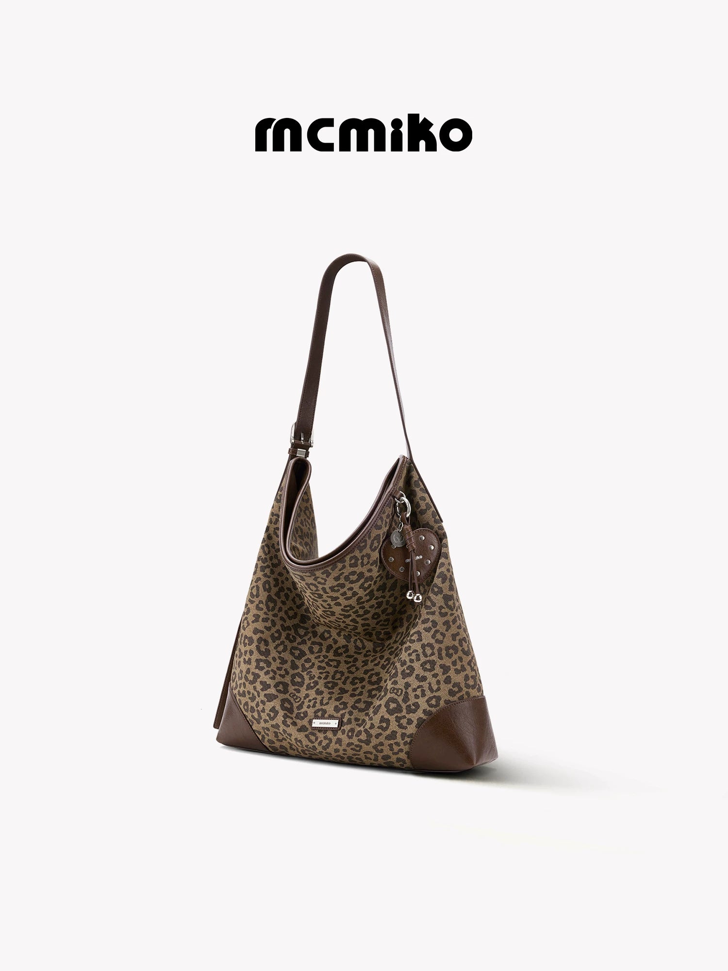Mcmiko Leopard Print Faux Leather Zip-Top Shoulder Bag