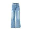 MoodBerry American Retro Light-Wash Low-Rise Flared Jeans