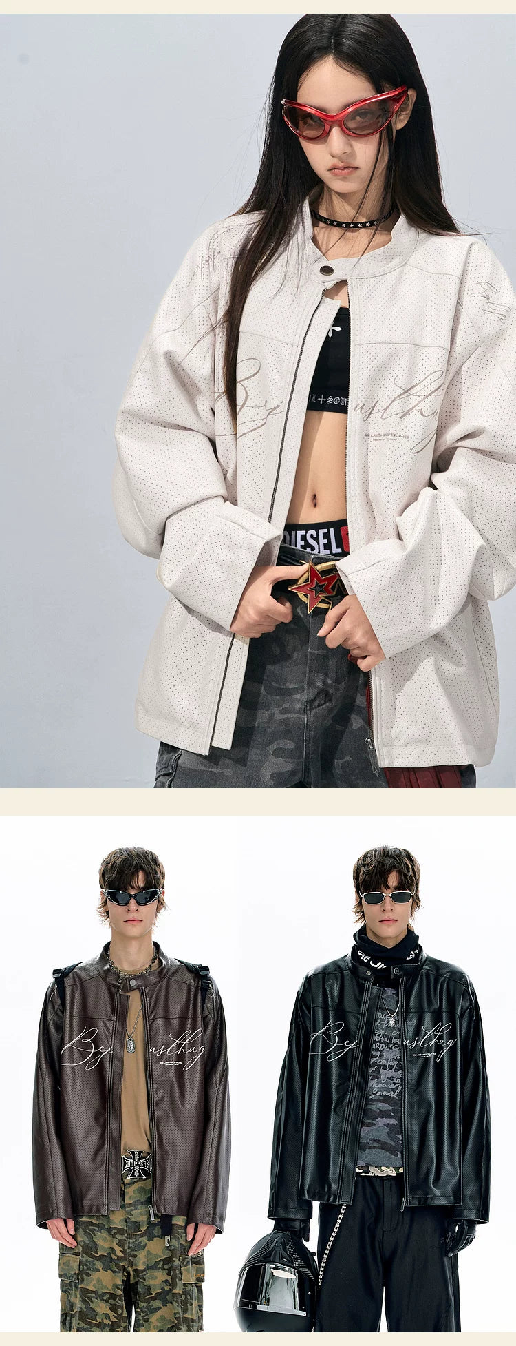 BJHG PU Leather Couple Biker Jacket