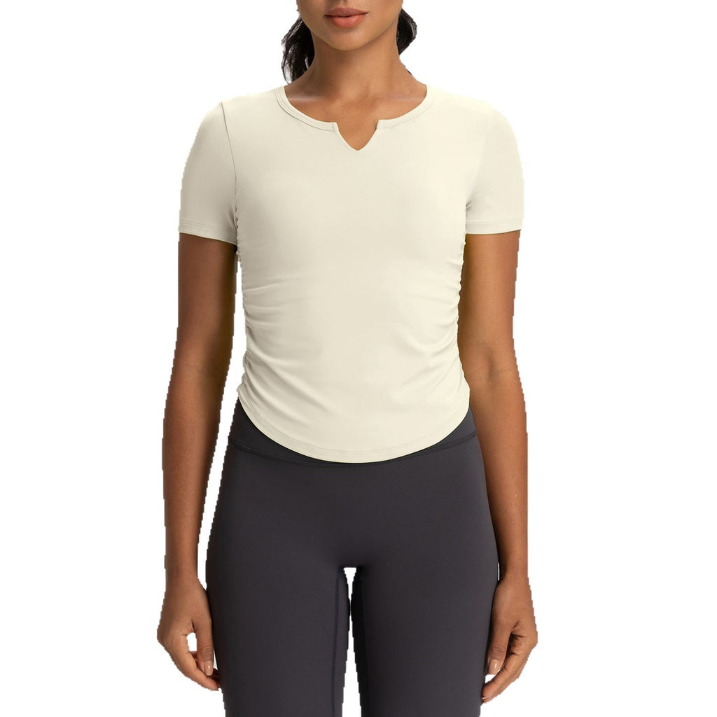 Athena Lulu Slim Fit V-Neck Pleated Fitness Sports Yoga Suit