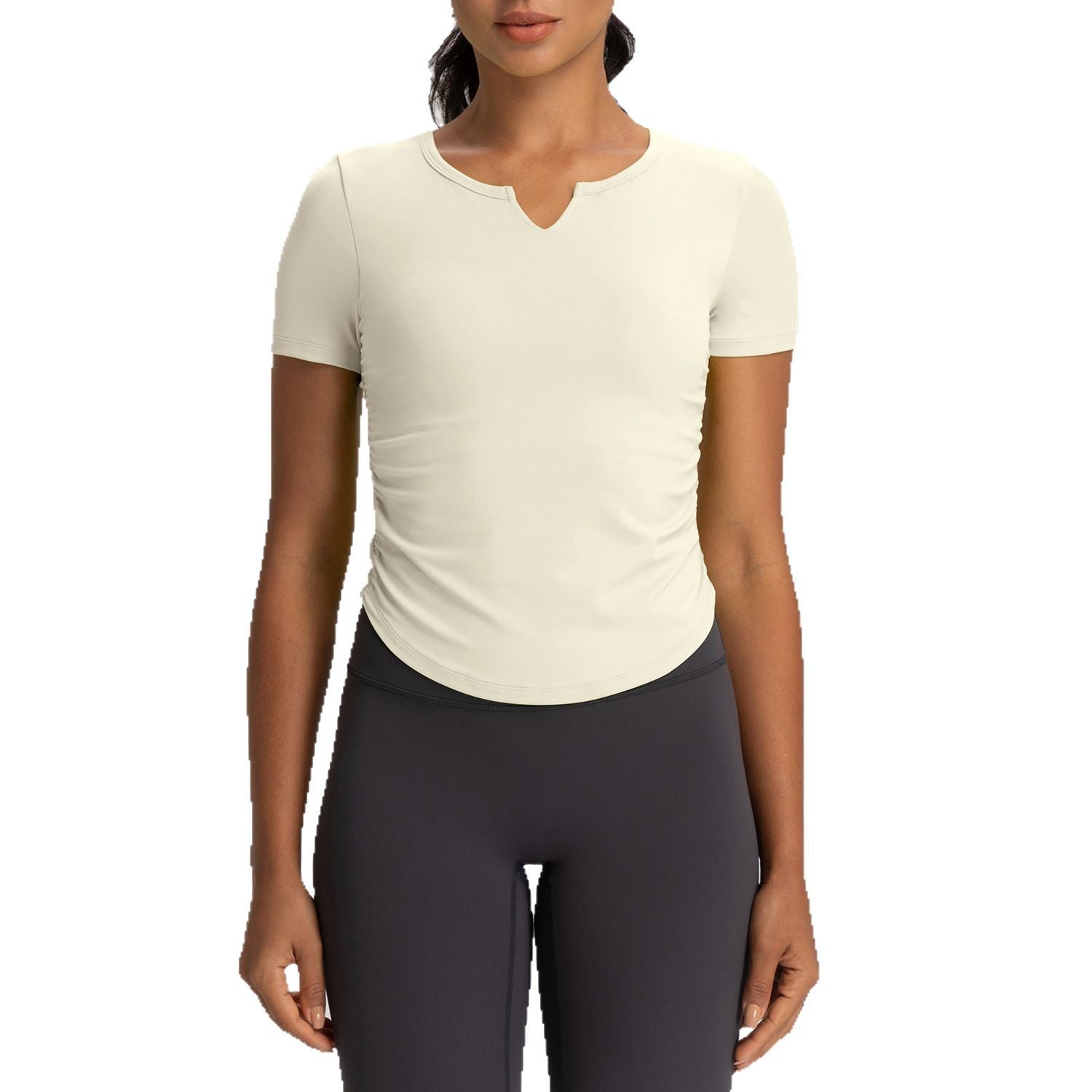 Athena Lulu Slim Fit V-Neck Pleated Fitness Sports Yoga Suit