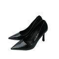 Mooreyu Leather Pointed-Toe Kitten Heel Pump
