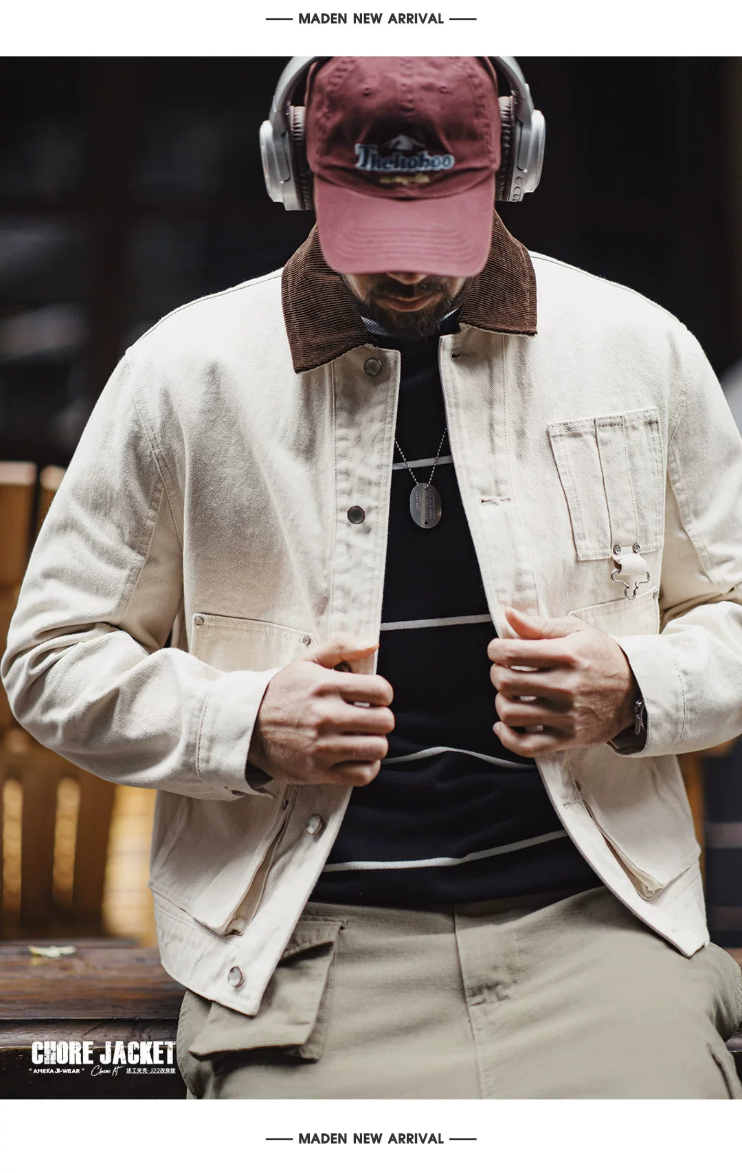 Madden  White Lapel Corduroy Jacket