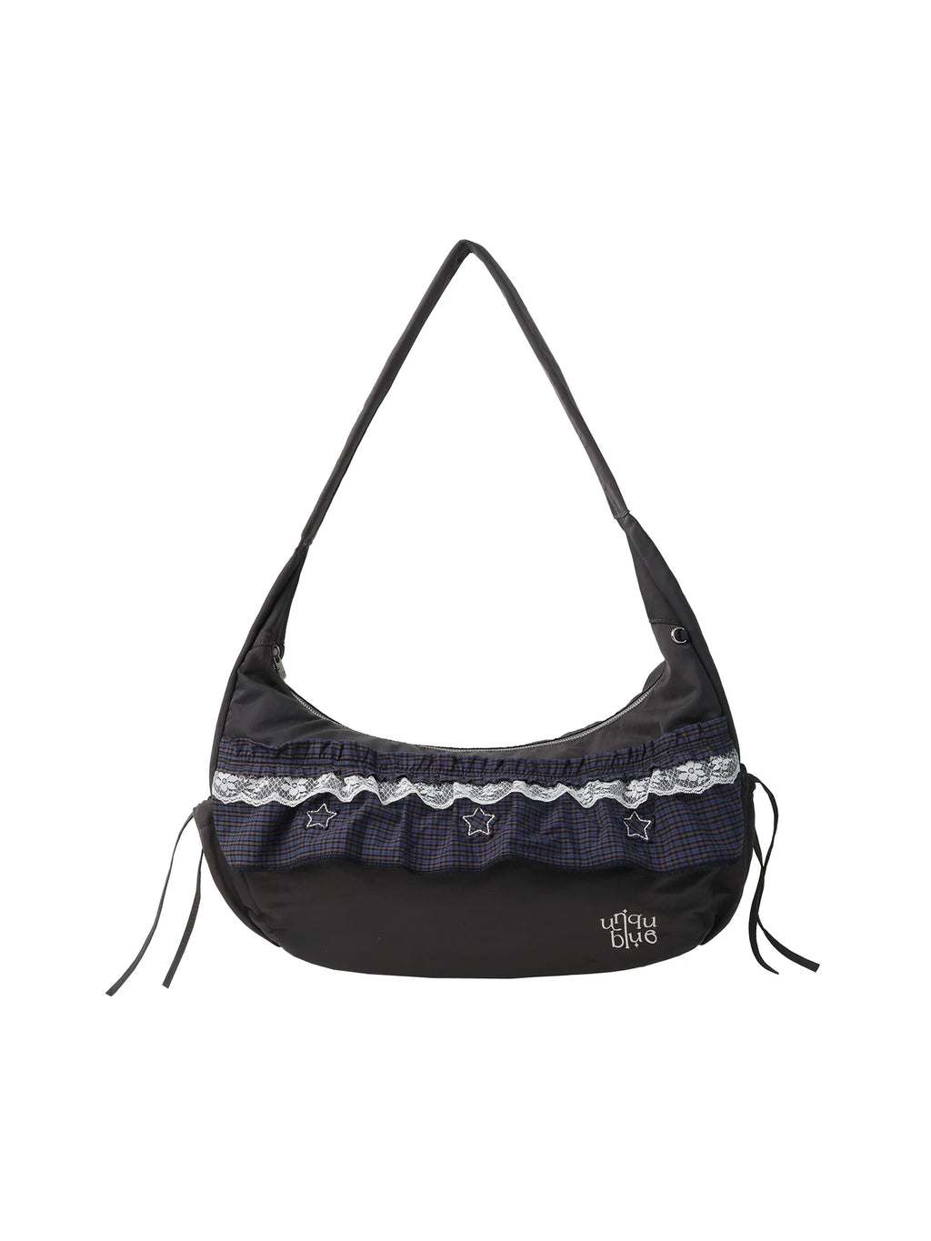 Unique blue Carbon Gray Nylon Zip-Top Crossbody Bag