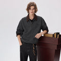 CHOR Color-Block Faux-Layered Polo Collar Long-Sleeve Sweatshirt