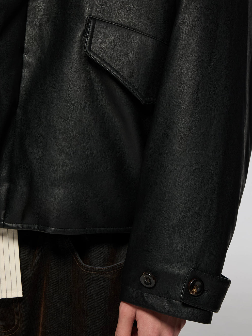 Azure Lisseur Sweater Collar Leather Jacket