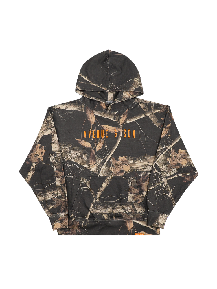 AVENUE&SON Black Branch Camo 400g Warm Pullover Hoodie