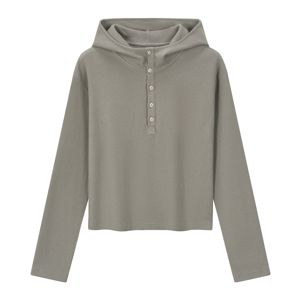 VLABMADE 350g Waffle-Knit Henley Hoodie
