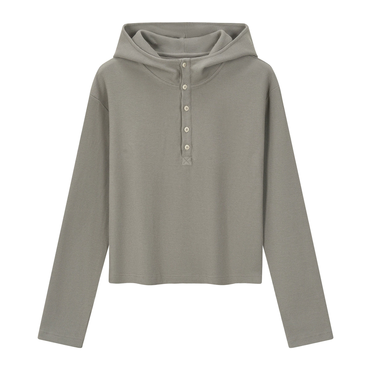 VLABMADE 350g Waffle-Knit Henley Hoodie