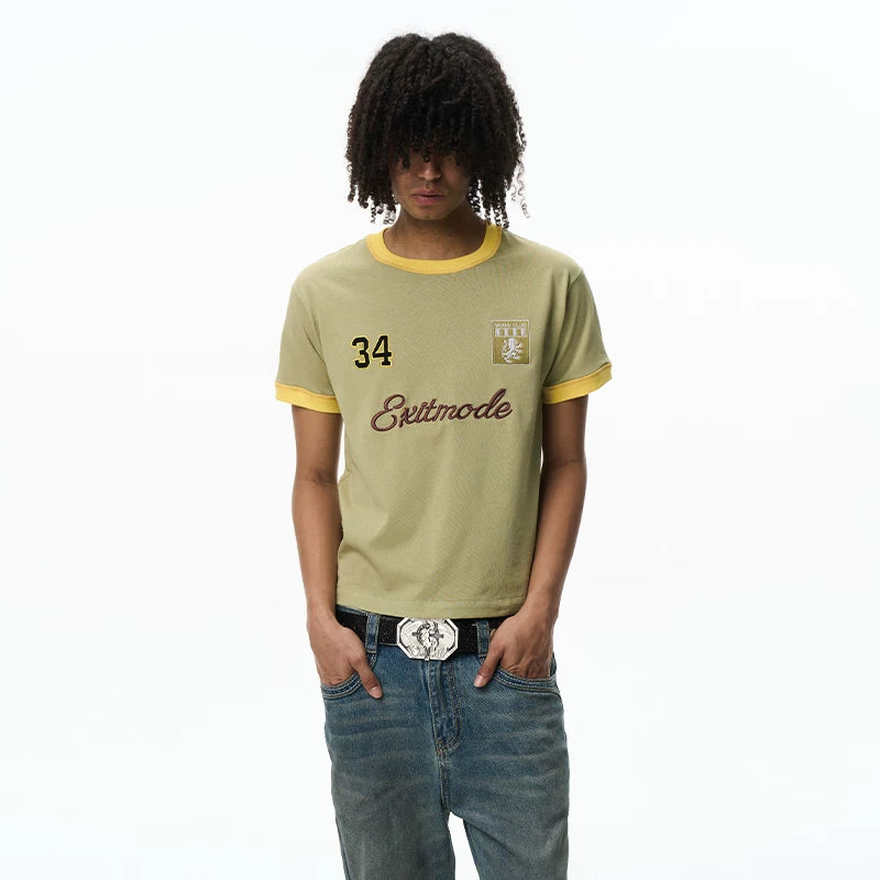 EXITMODE Contrast Color Embroidered 235g Breathable Relaxed Tee