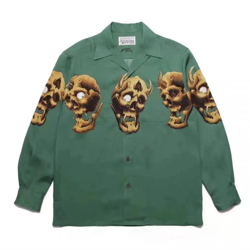 PUBLICRADIO Vintage Cuban Collar Long Sleeve Shirt