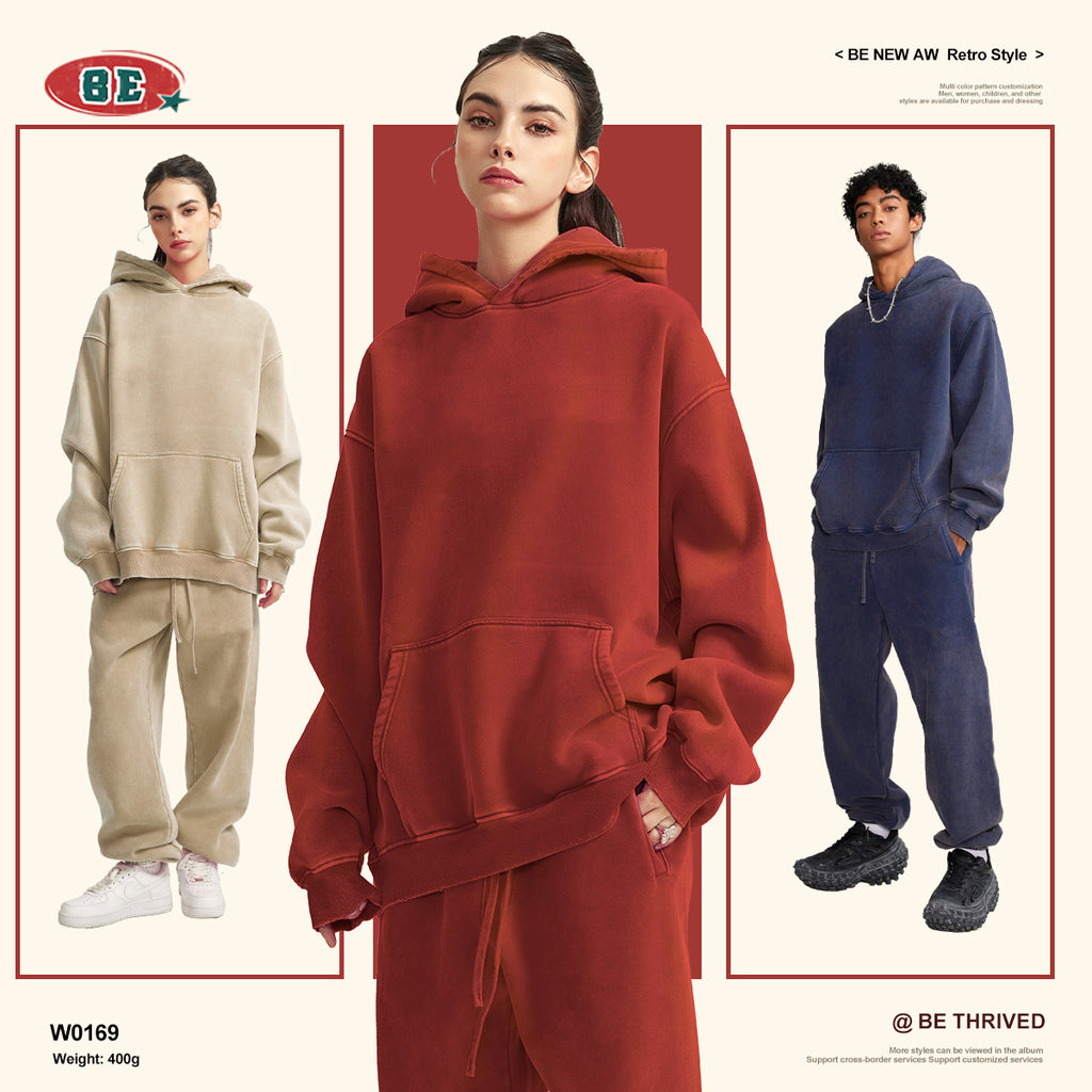 BE Men's Vintage Fleece Hooded Sweater