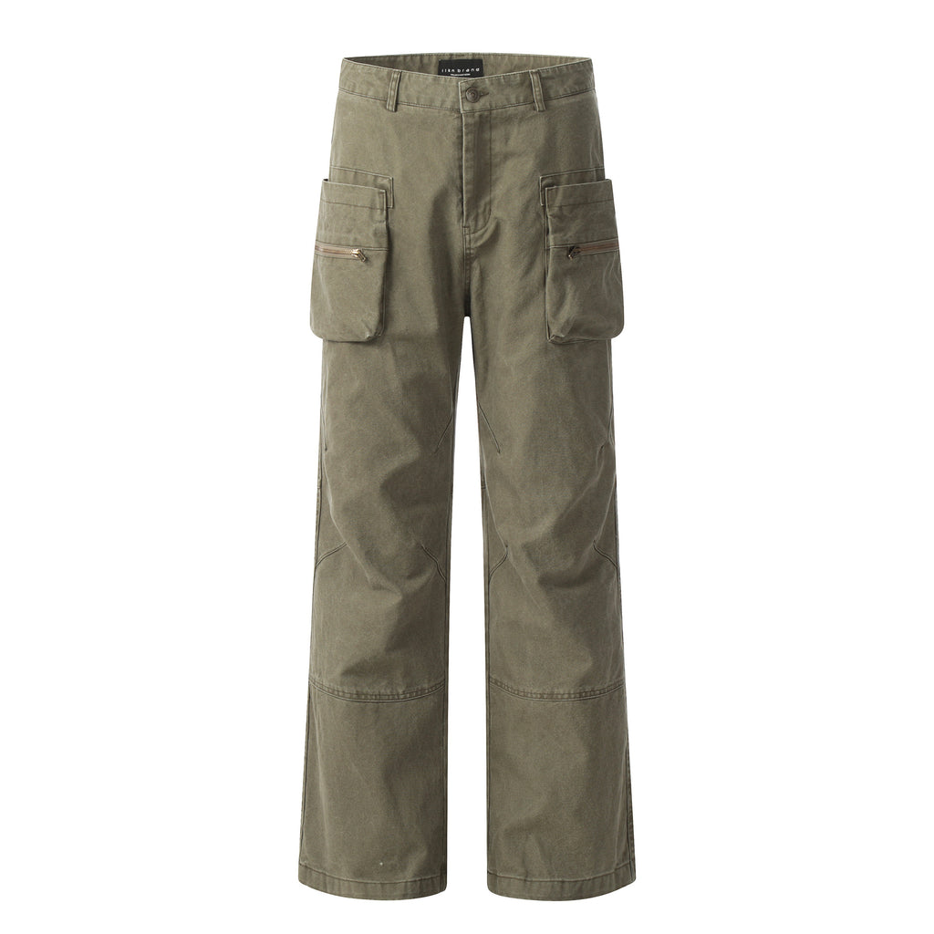 11KN Micro-pull Tooling Retro Straight Casual Pants