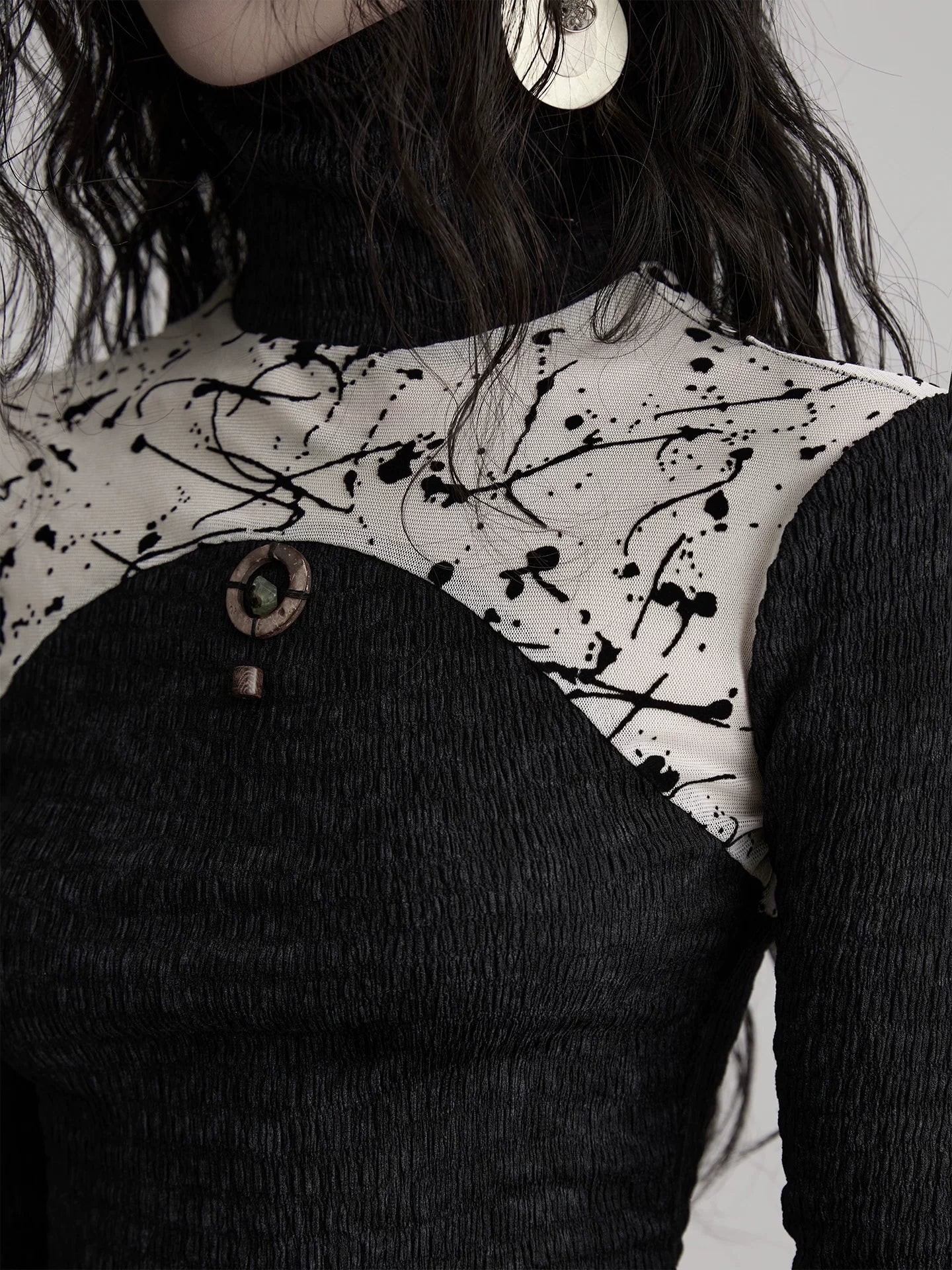 INDULGE Stitching Knitted Slim-fit Long Sleeves