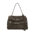 JANDRESS Cedar Green Suede Lock-Top Crossbody Bag
