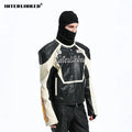 INTERLINKED Contrast Stitching Cropped Motorcycle Leather Jacket