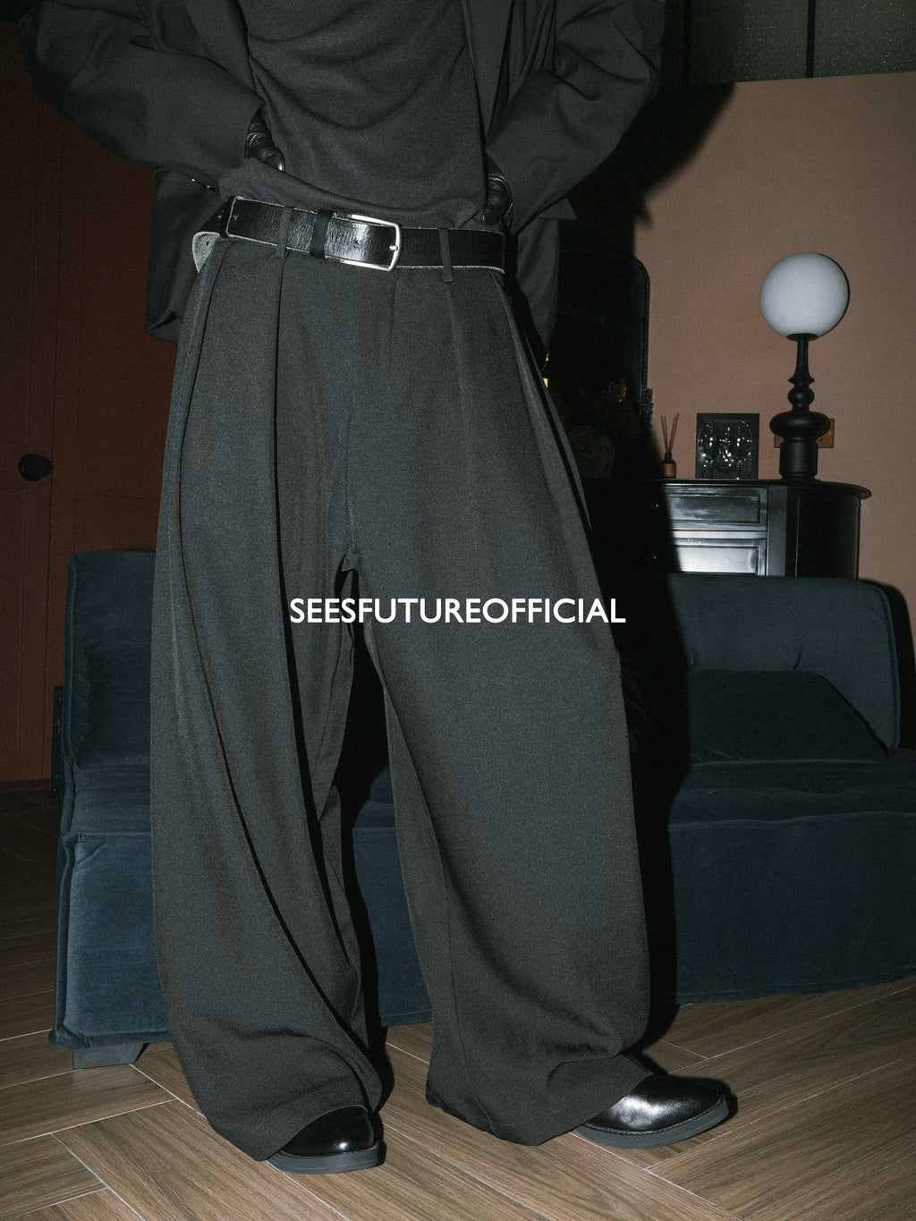 Seesfuture Slack Double-pleated Wide Leg Casual Pants