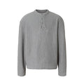 YADcrew Strip Texture Twisted Henry Neck SLong Sleeve Sweater