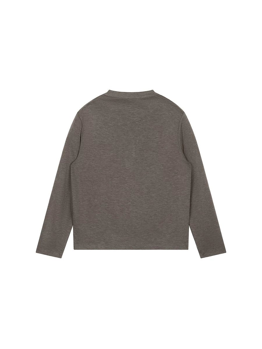 PLUS NO LOGO A Little Warm Breathable Henley Long-Sleeve Tee