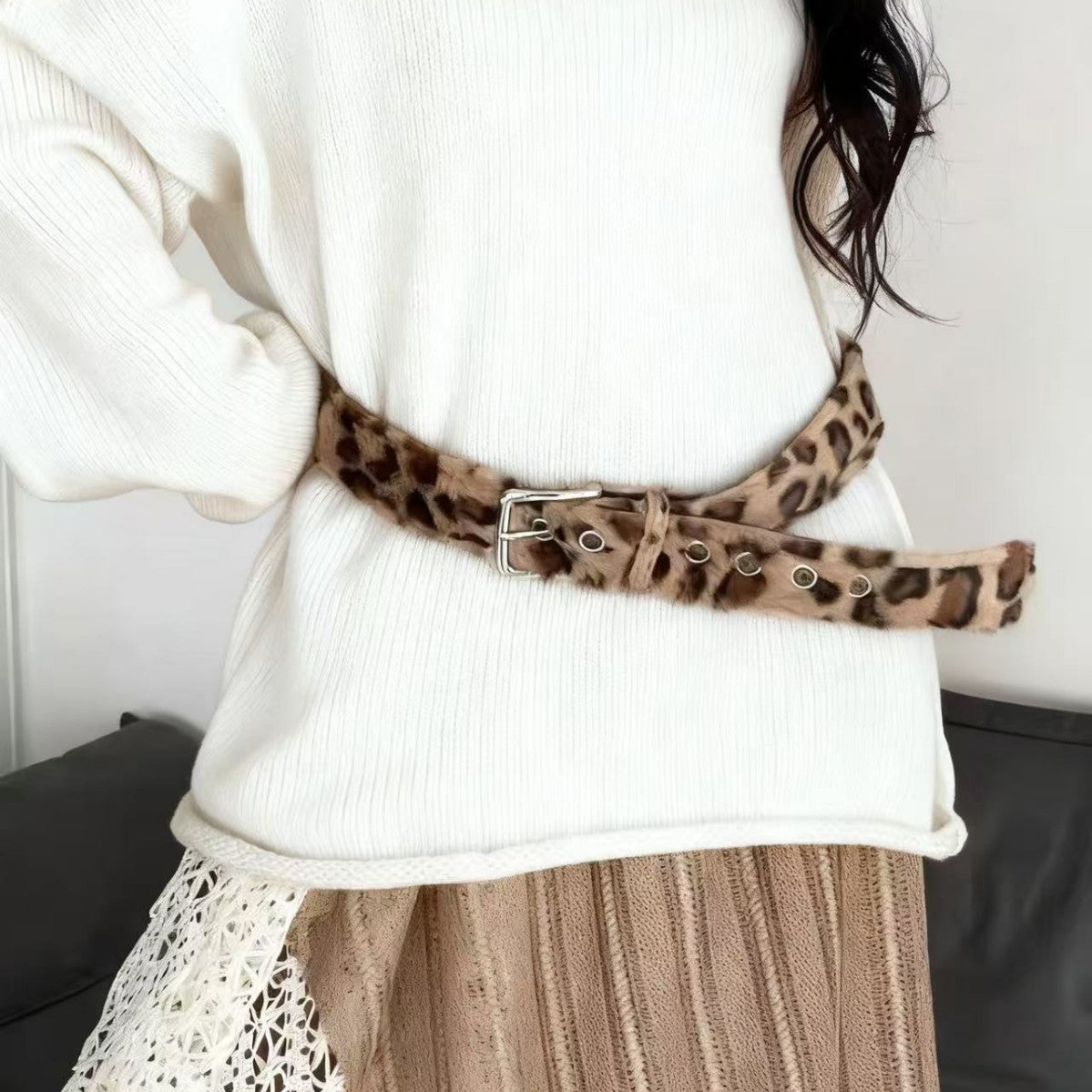 Intertek Pink Leopard Plush Stylish Comfort Belt