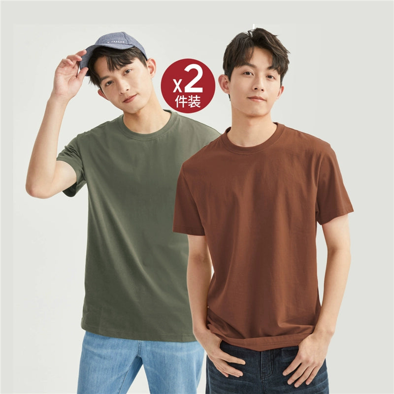 Giordano -Pack Solid Cotton Crew Neck Tee