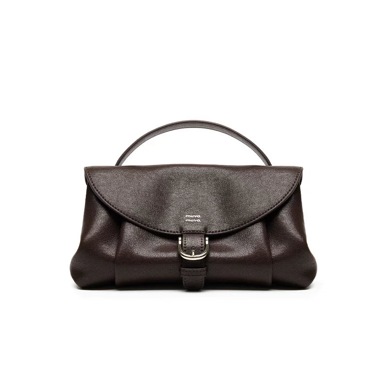 muva. Leather Magnetic Snap Crossbody Handbag