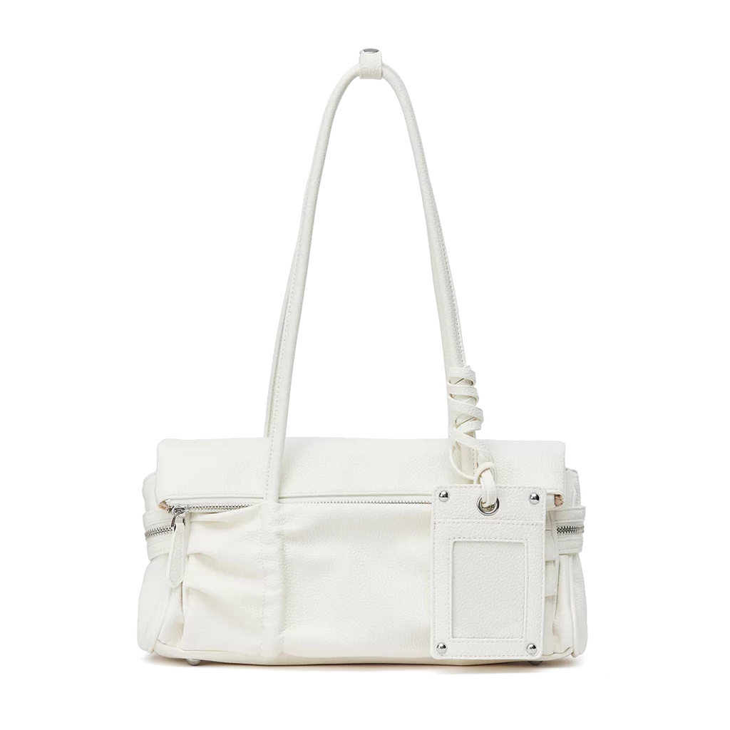Kloaiio Faux Leather Pleated Baguette Bag — Zip Top