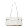 Kloaiio Faux Leather Pleated Baguette Bag — Zip Top