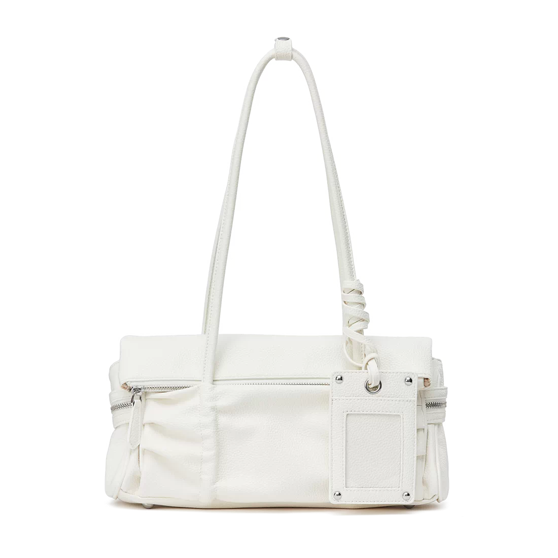 Kloaiio Faux Leather Pleated Baguette Bag — Zip Top