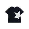 FUNKYFUN Five-Point Star Rhinestone Drop-Shoulder Tee