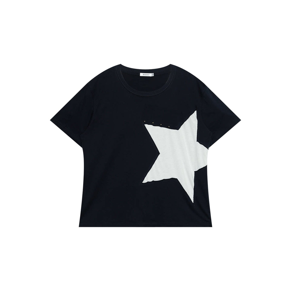 FUNKYFUN Five-Point Star Rhinestone Drop-Shoulder Tee
